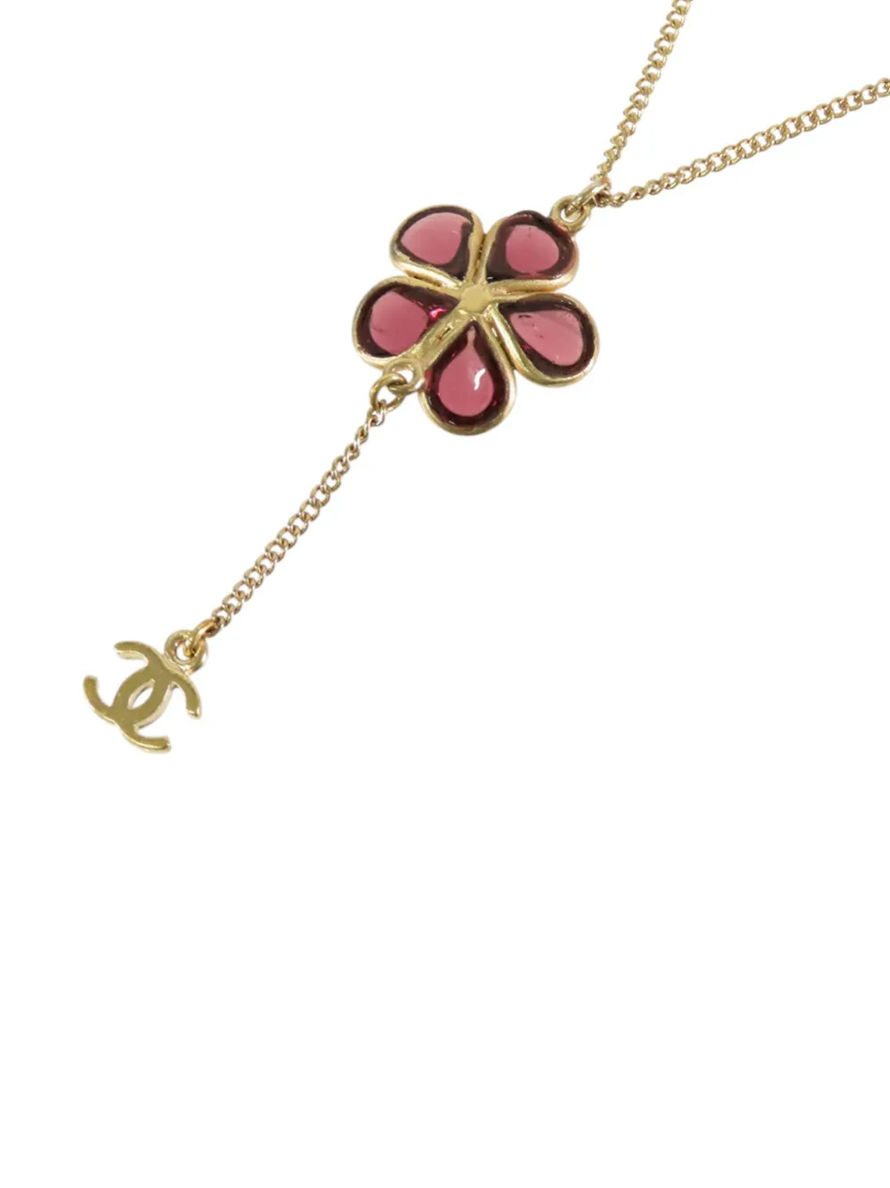  Chanel Pre-owned Collar Gripoix Con Colgante De Flor Bañado En Oro Con Apliques De Strass Y Logo Cc 2007 - Dorado 