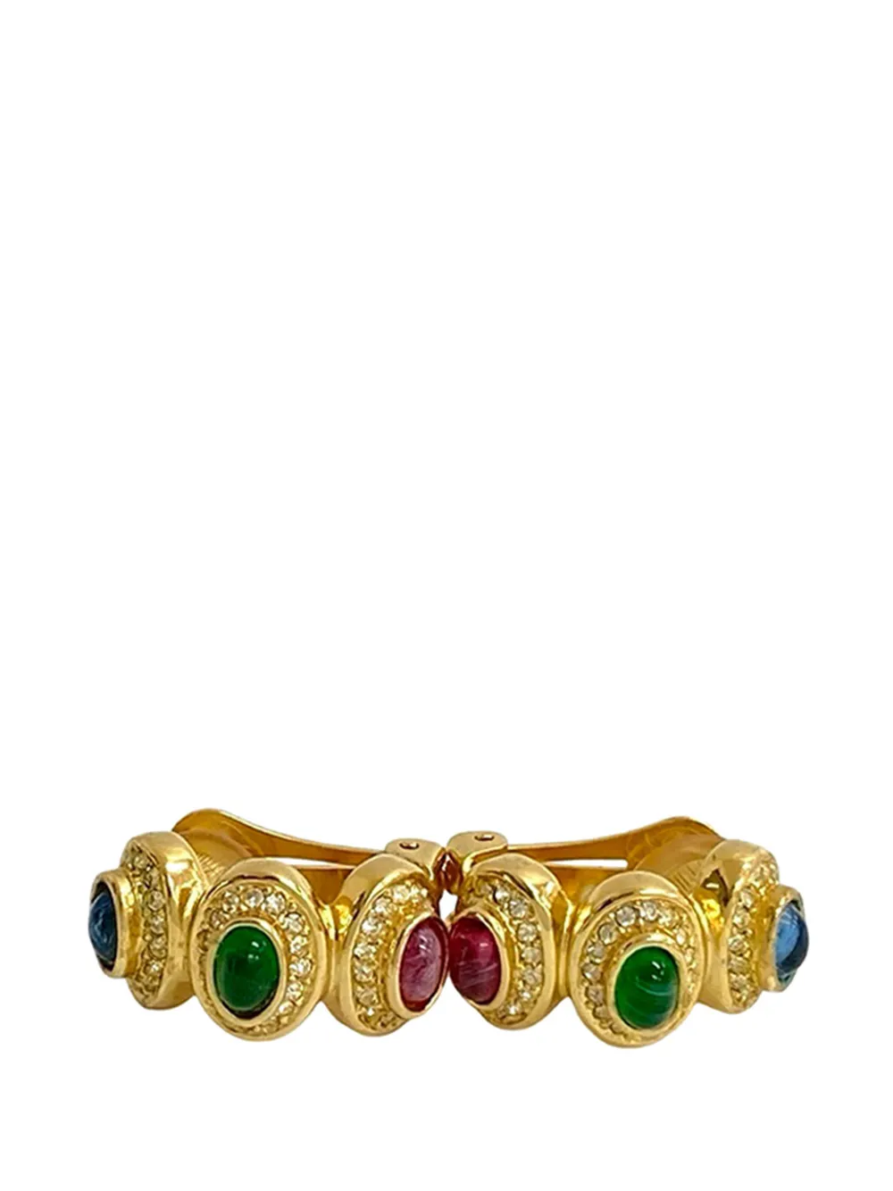 Christian Dior Pre-Owned 20th Century Gold Plated Gripoix and Rhinestone Cuff Clip On Earrings costume earrings - Oro