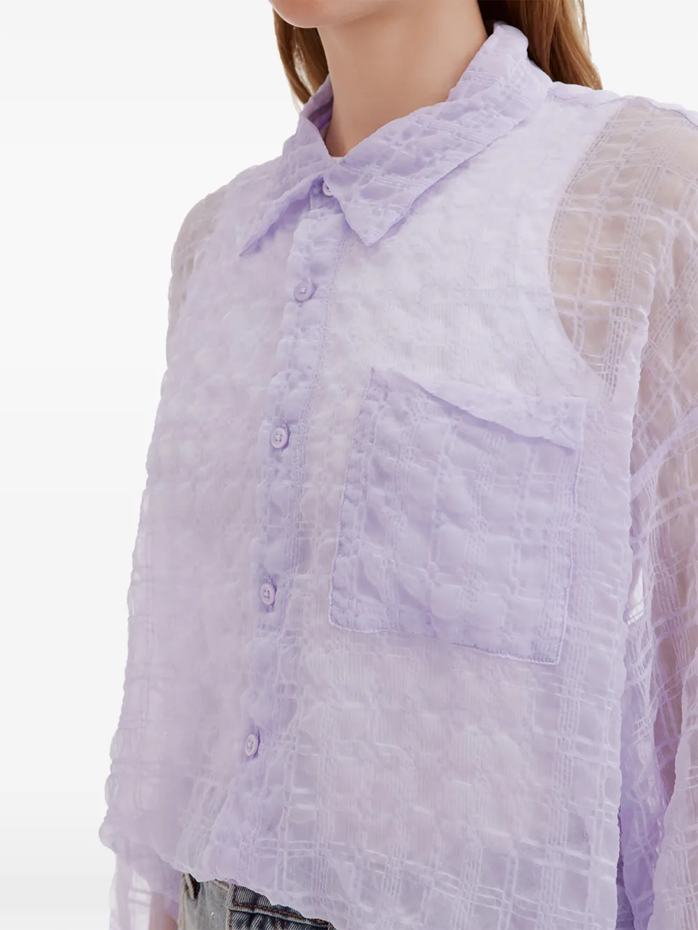b+ab Geruit blouse met borstzak Paars