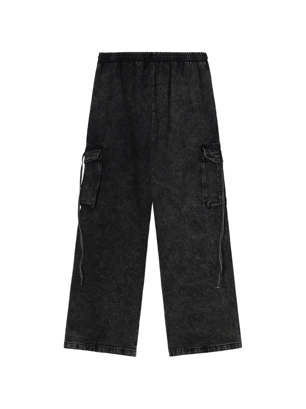  Mini Cream Drawstring-waist Cargo Jeans - Black 