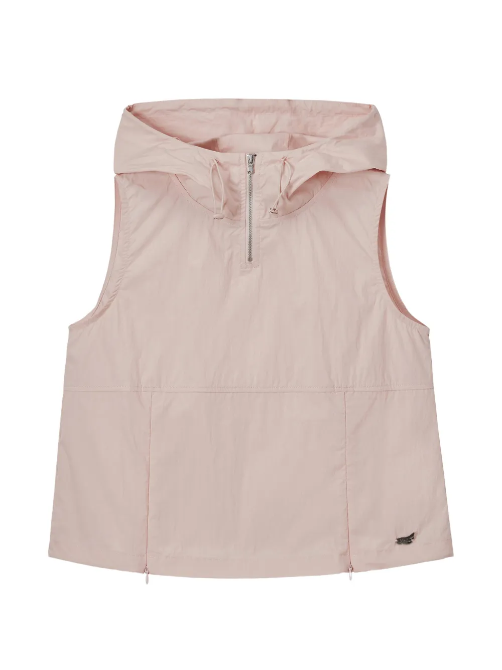 Mini Cream hooded zip-up vest - Rosa