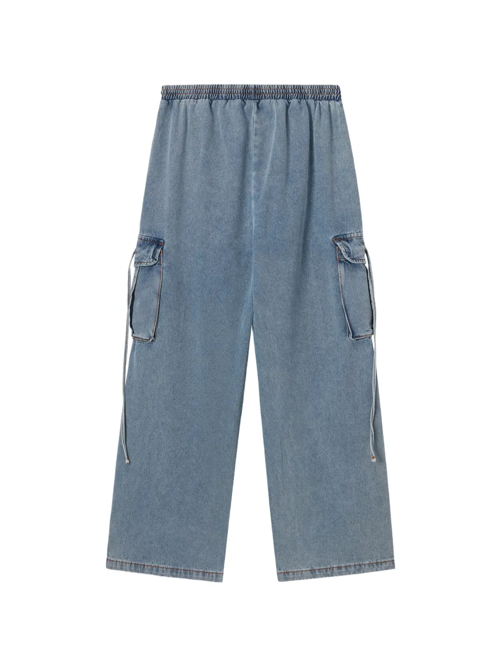  Mini Cream Strap-detail Cargo Jeans - Blue 