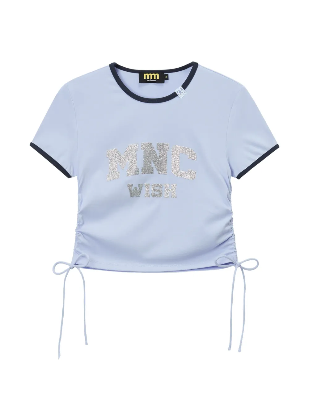 Mini Cream drawstring-hem T-shirt - Blu