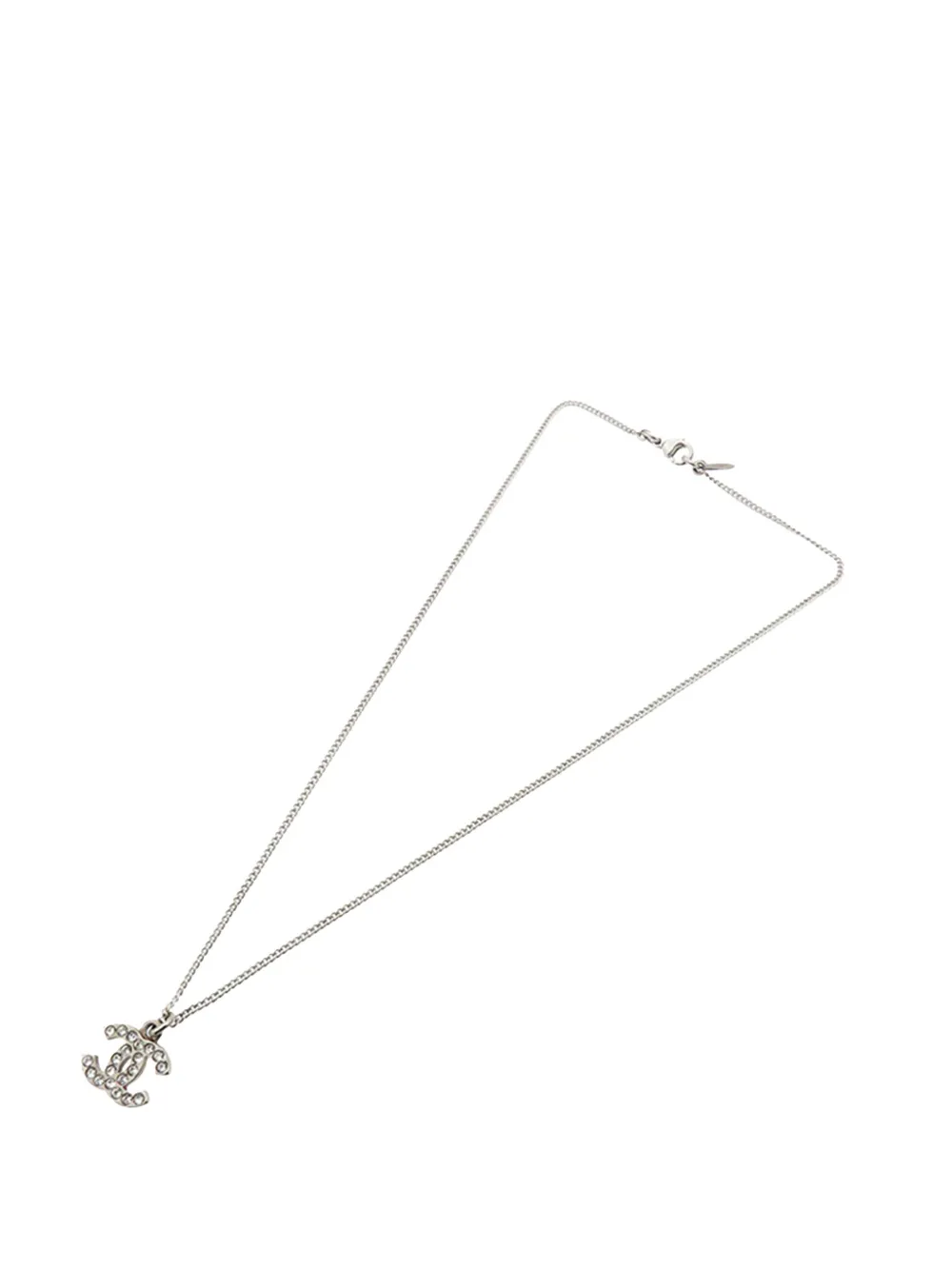 CHANEL Pre-Owned 2008 Silver Plated CC Rhinestone Pendant Necklace costume necklace - Argento