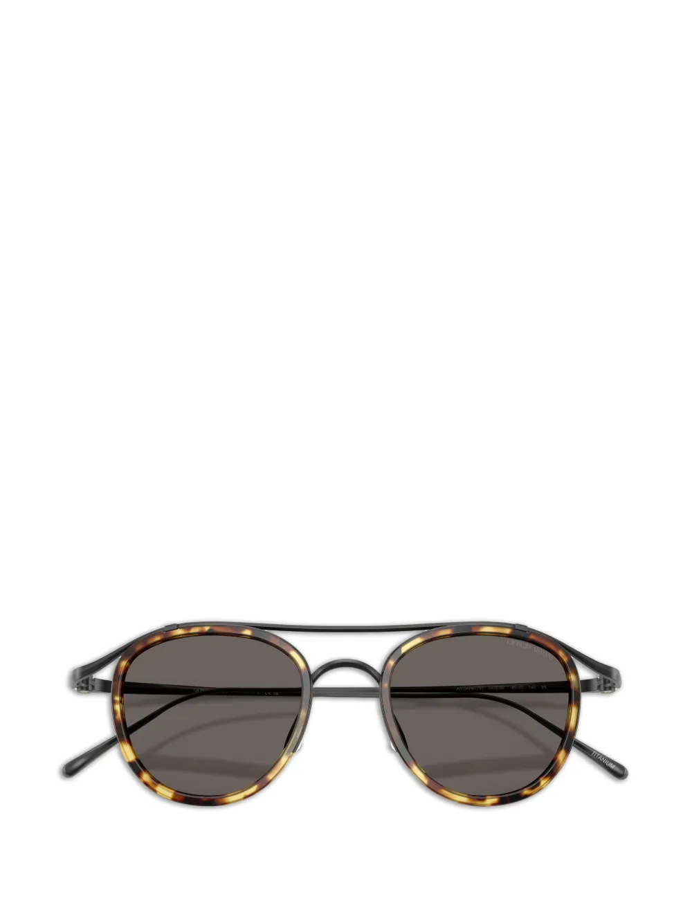 Giorgio Armani Zonnebril met rond montuur en schildpadschild-design Zwart