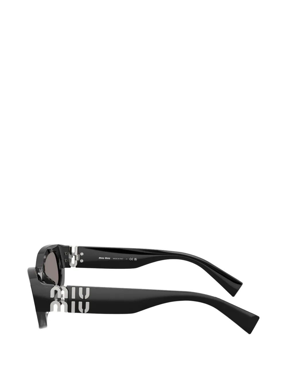 Miu Eyewear Zonnebril met rechthoekig montuur en logo Zwart