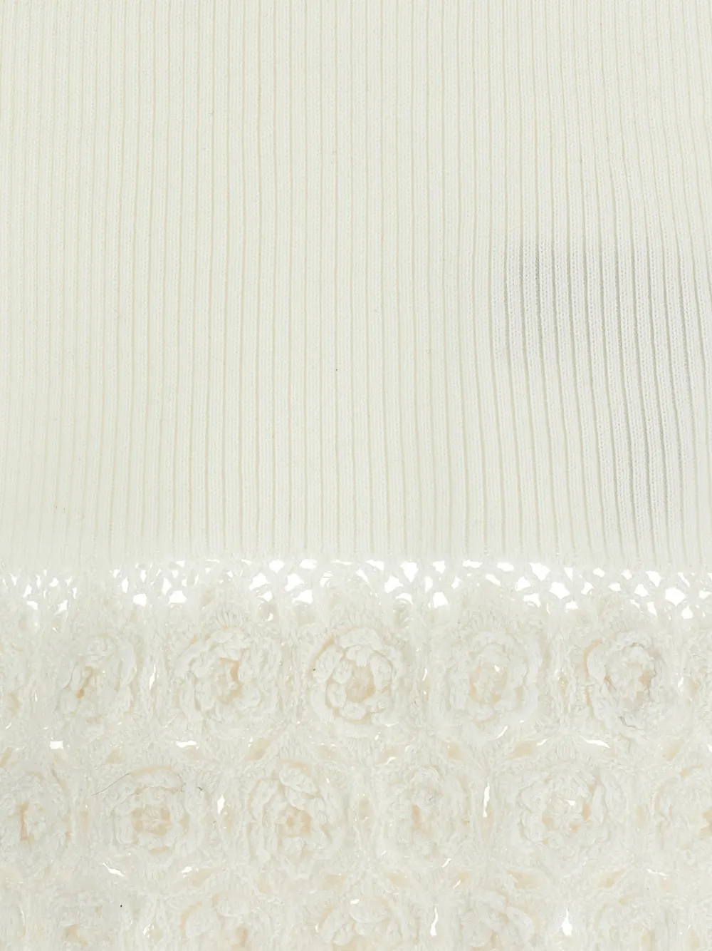 GANNI Gehaakte geribbelde tanktop met V-hals Beige