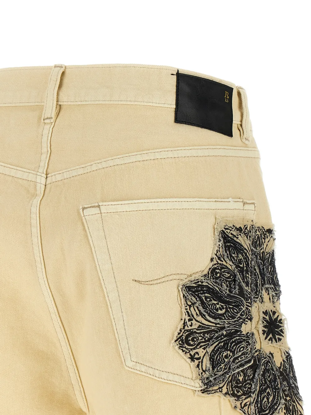 R13 Shorts met bandana-applicatie en franje Beige