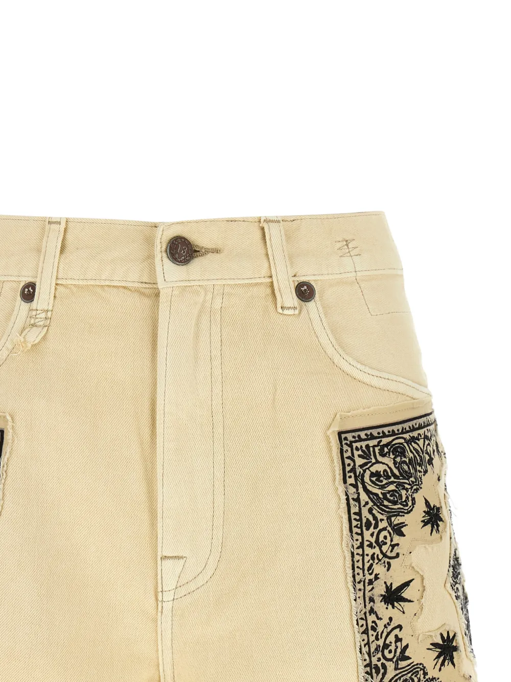  R13 Bandana-appliqué Frayed Shorts - Neutrals 