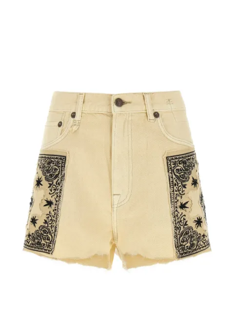 R13 bandana-appliqué frayed shorts