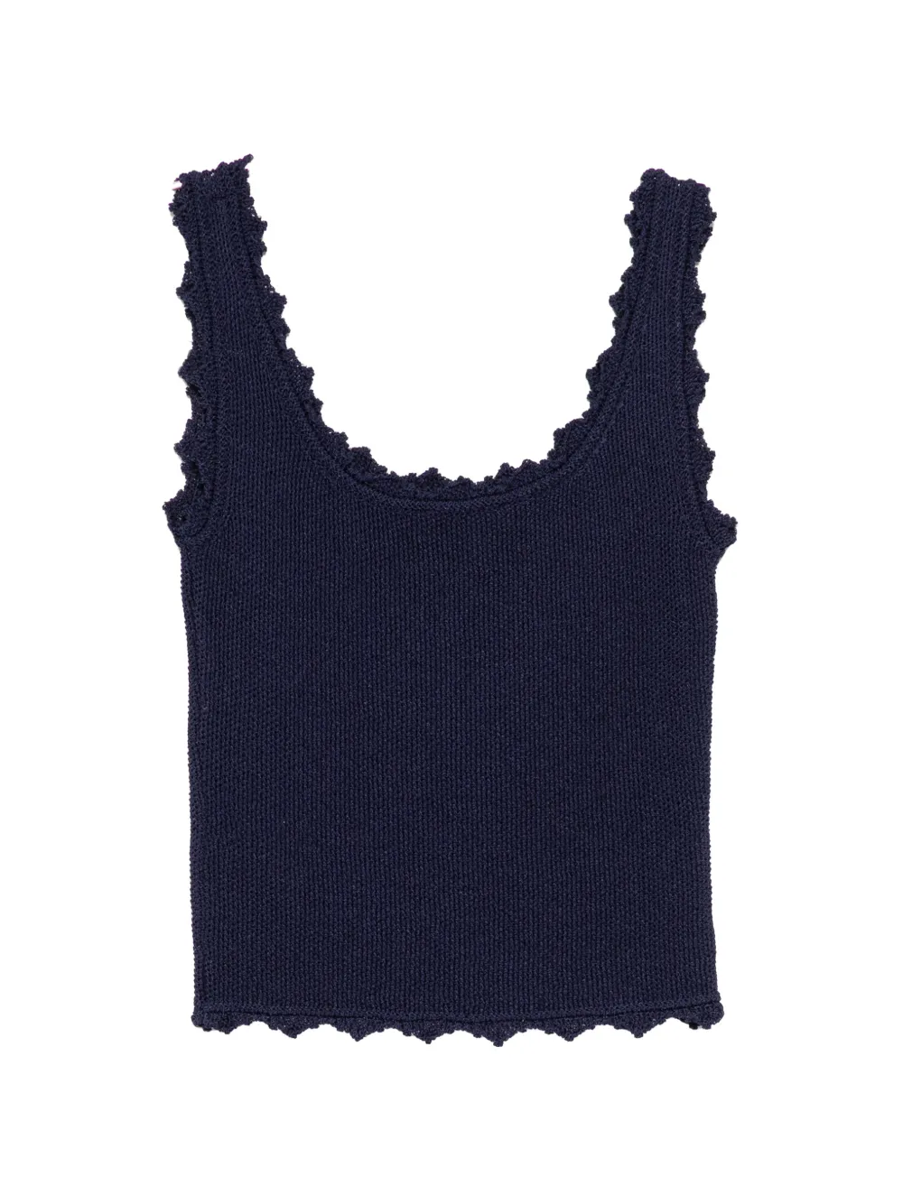 Low Classic Gebreide top met kanten afwerking Blauw