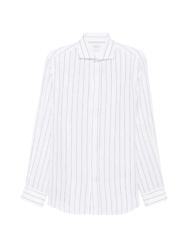 BRUNELLO CUCINELLI ストライプシャツ ホワイト Brunello Cucinelli ストライプ シャツ | ホワイト | FARFETCH JP