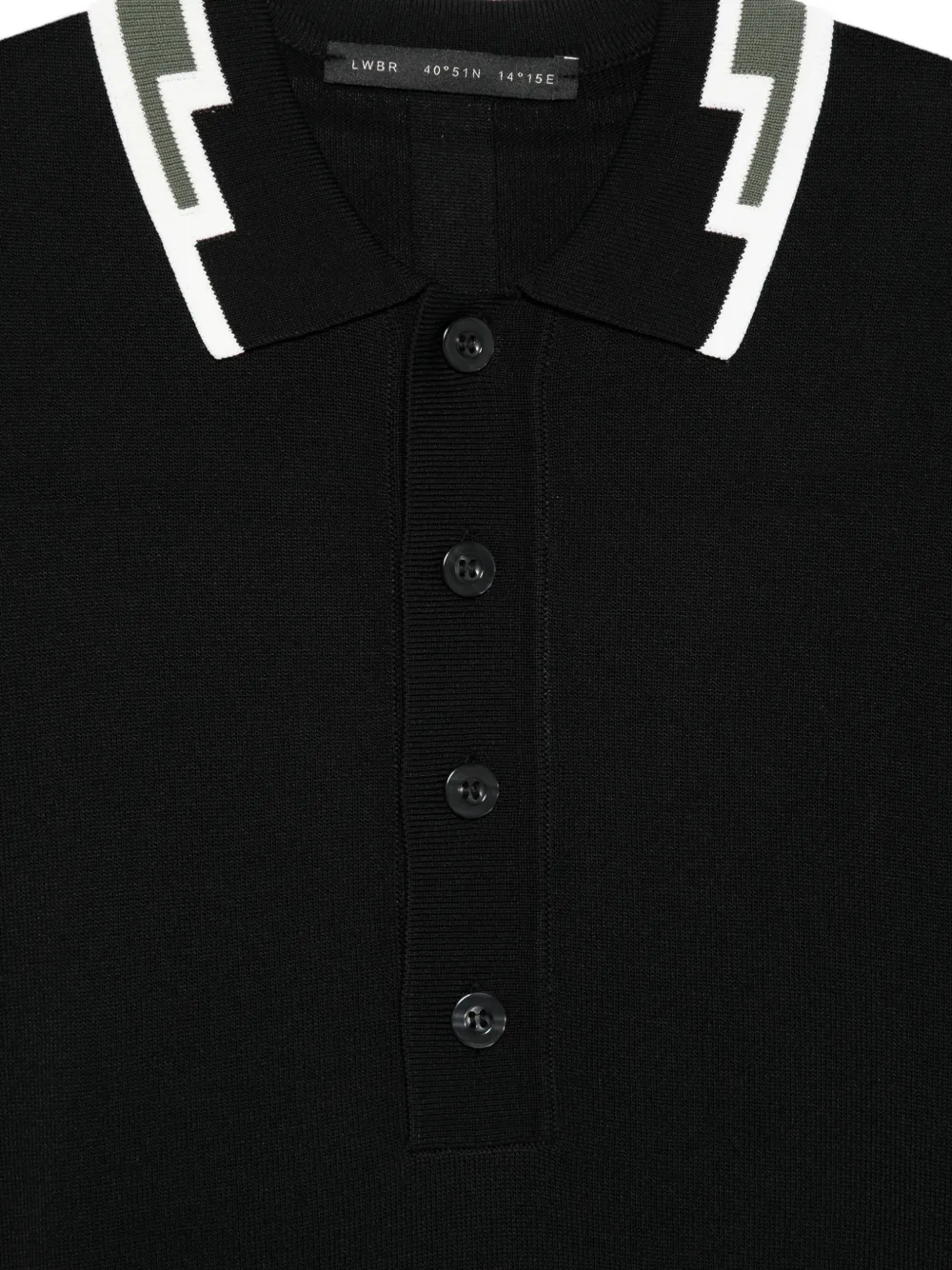 Low Brand T-shirt met contrast kraag Zwart
