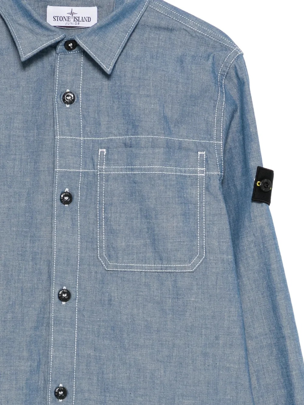 Stone Island Junior T-shirt met borstzak Blauw