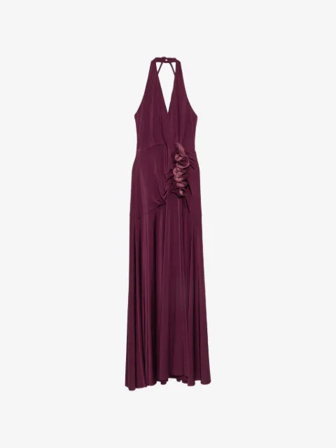 LE RJTANGE vestido largo con detalle de volantes