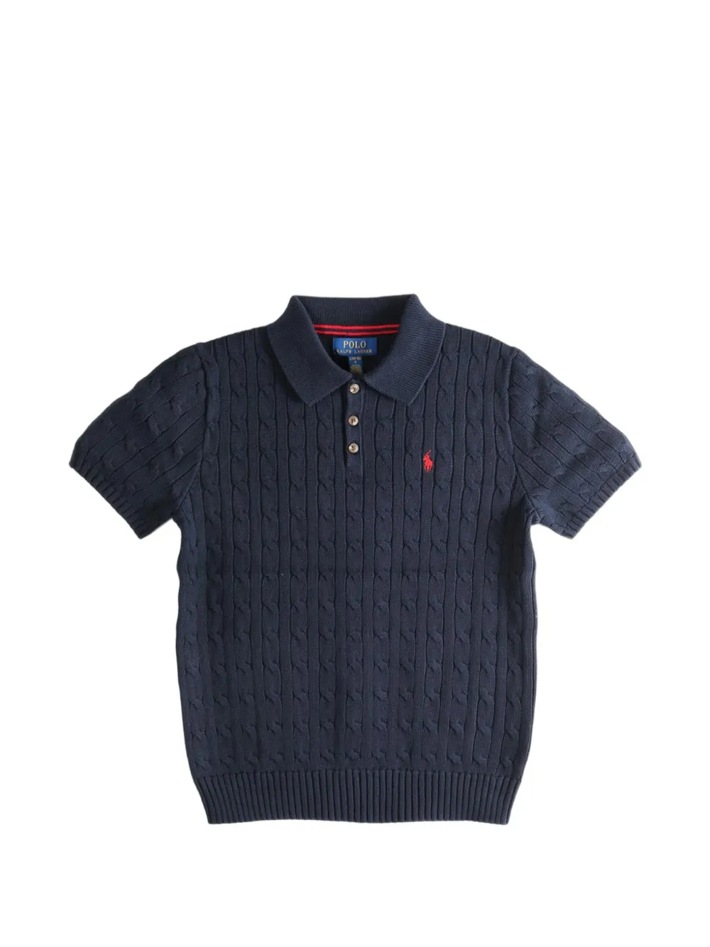 POLO RALPH LAUREN KIDS cable-knit polo shirt - Blu