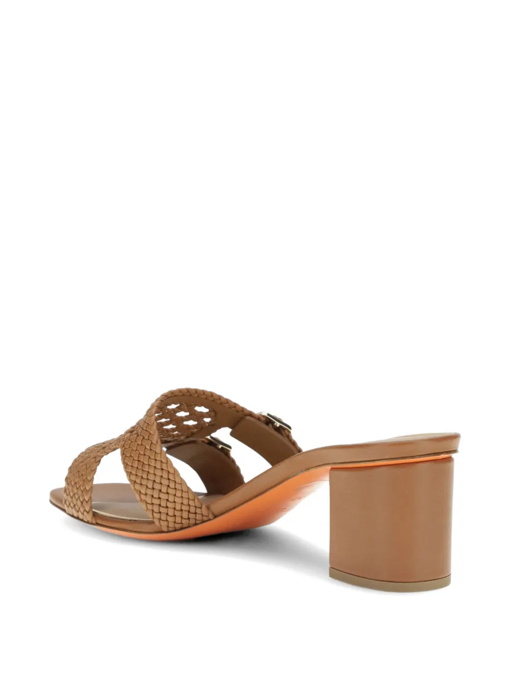 Santoni woven double-buckle pumps Beige