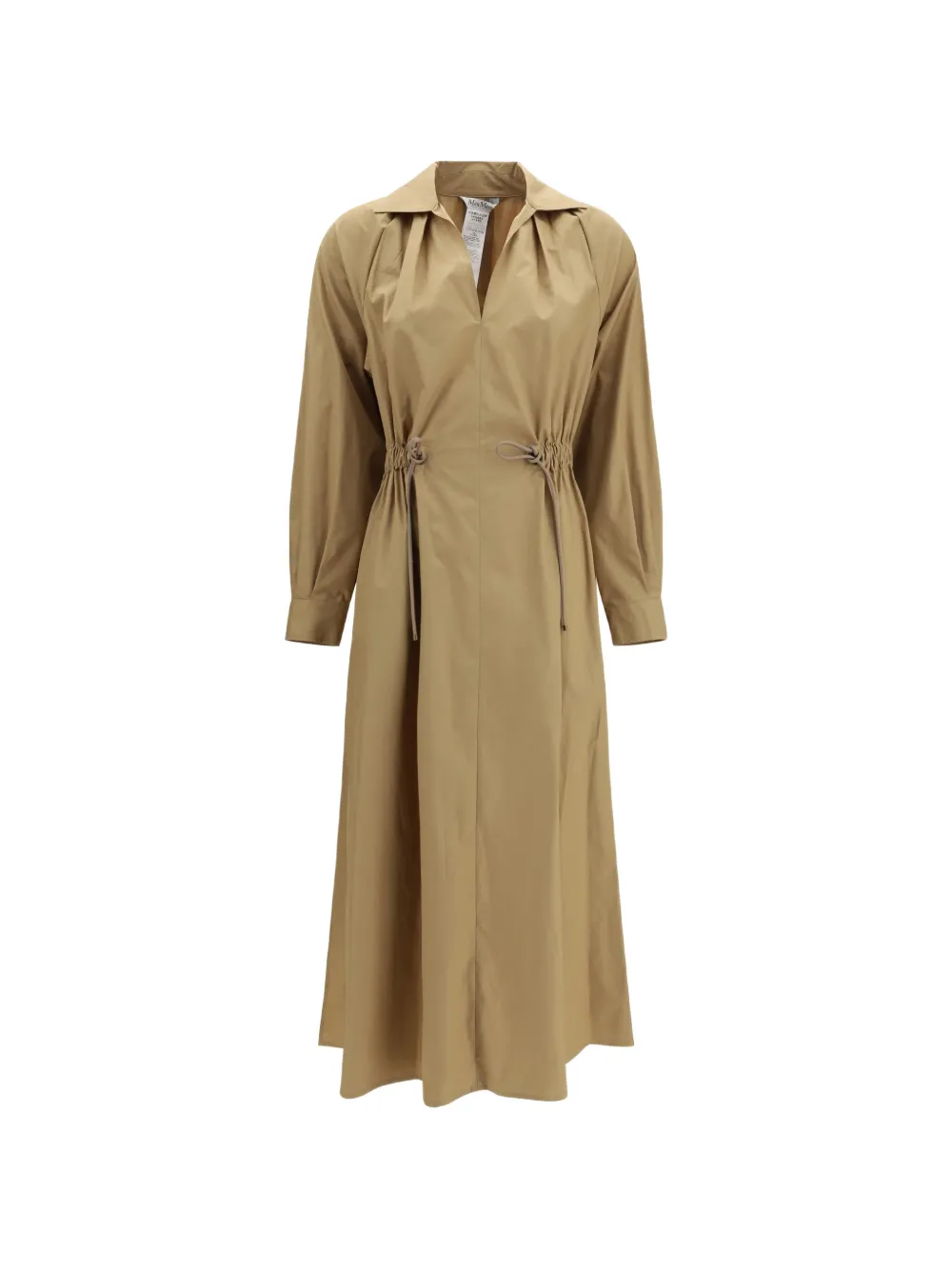 Max Mara Pedaggi drawstring A-line midi dress - Neutrals