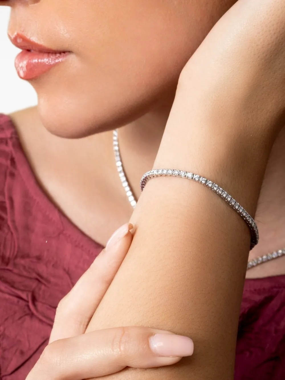 NIMO WITH LOVE Diamond Round Tennis Bracelet - Silver