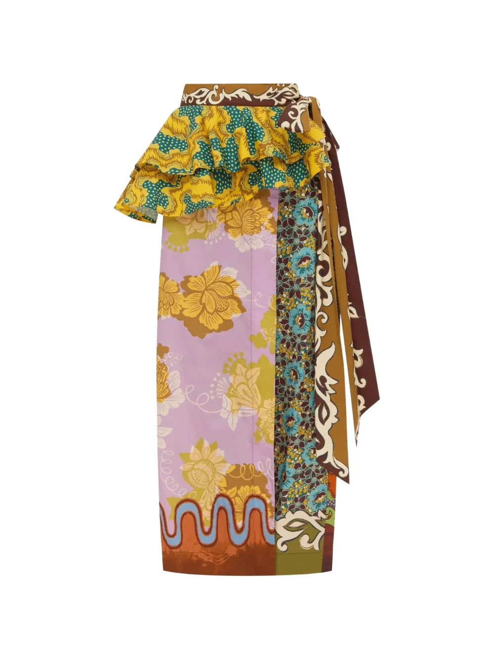 ALEMAIS Arnie ruffled print midi skirt - Arancione