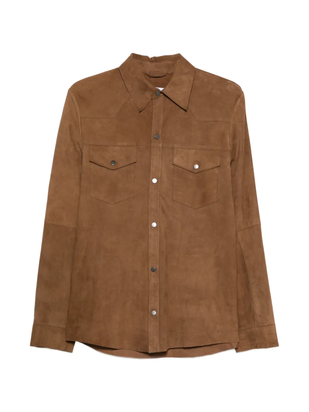 ERALDO flap-pocket suede shirt - Marrone