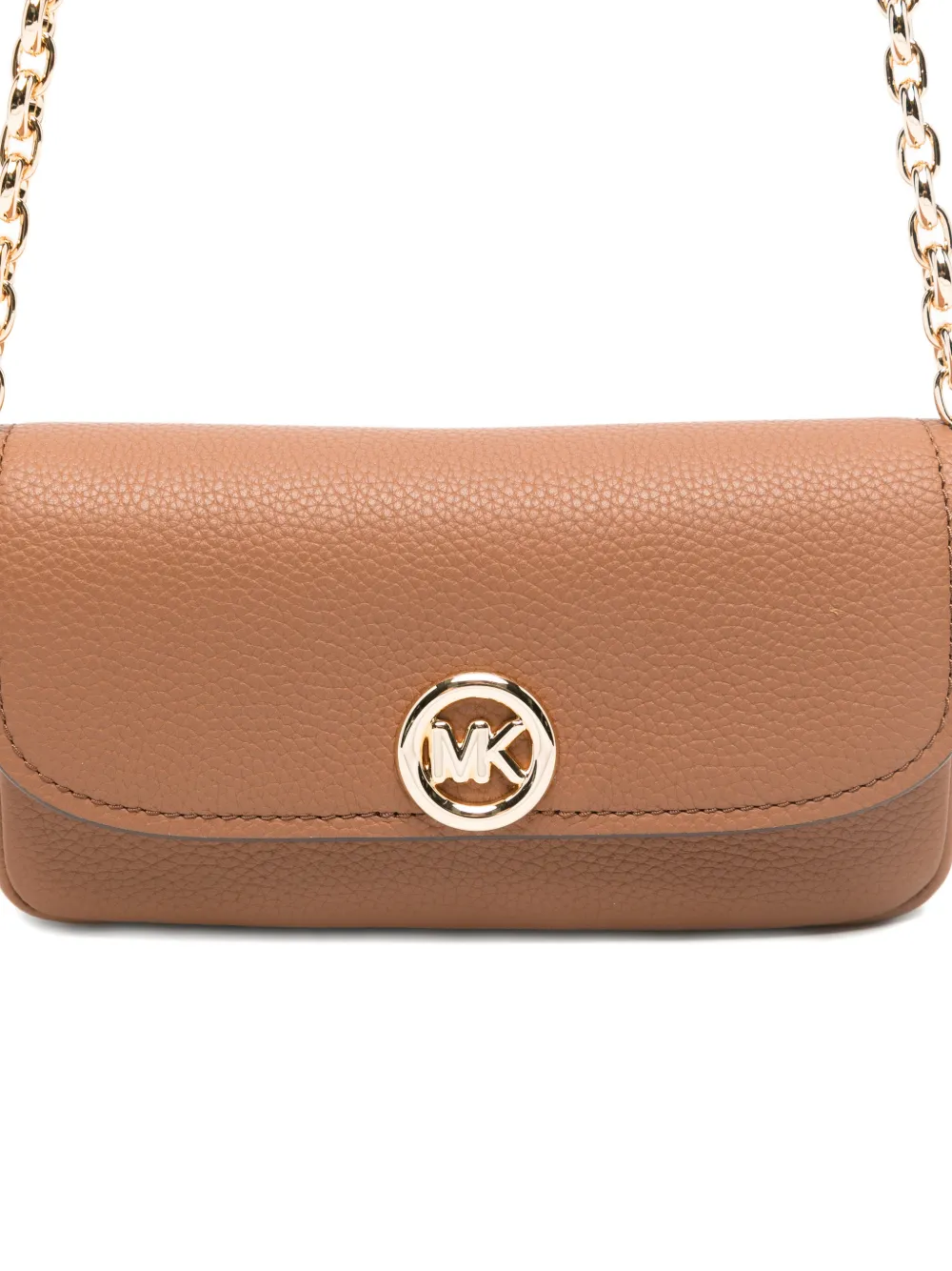 Michael Kors Nolita kleine leren crossbodytas met logoplakkaat Beige