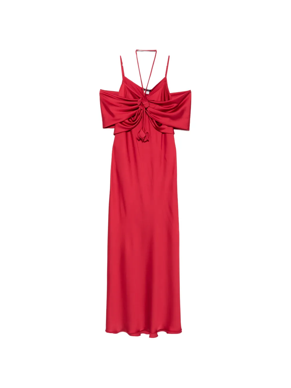 LE RJTANGE floral-appliqué draped maxi dress - Rosso