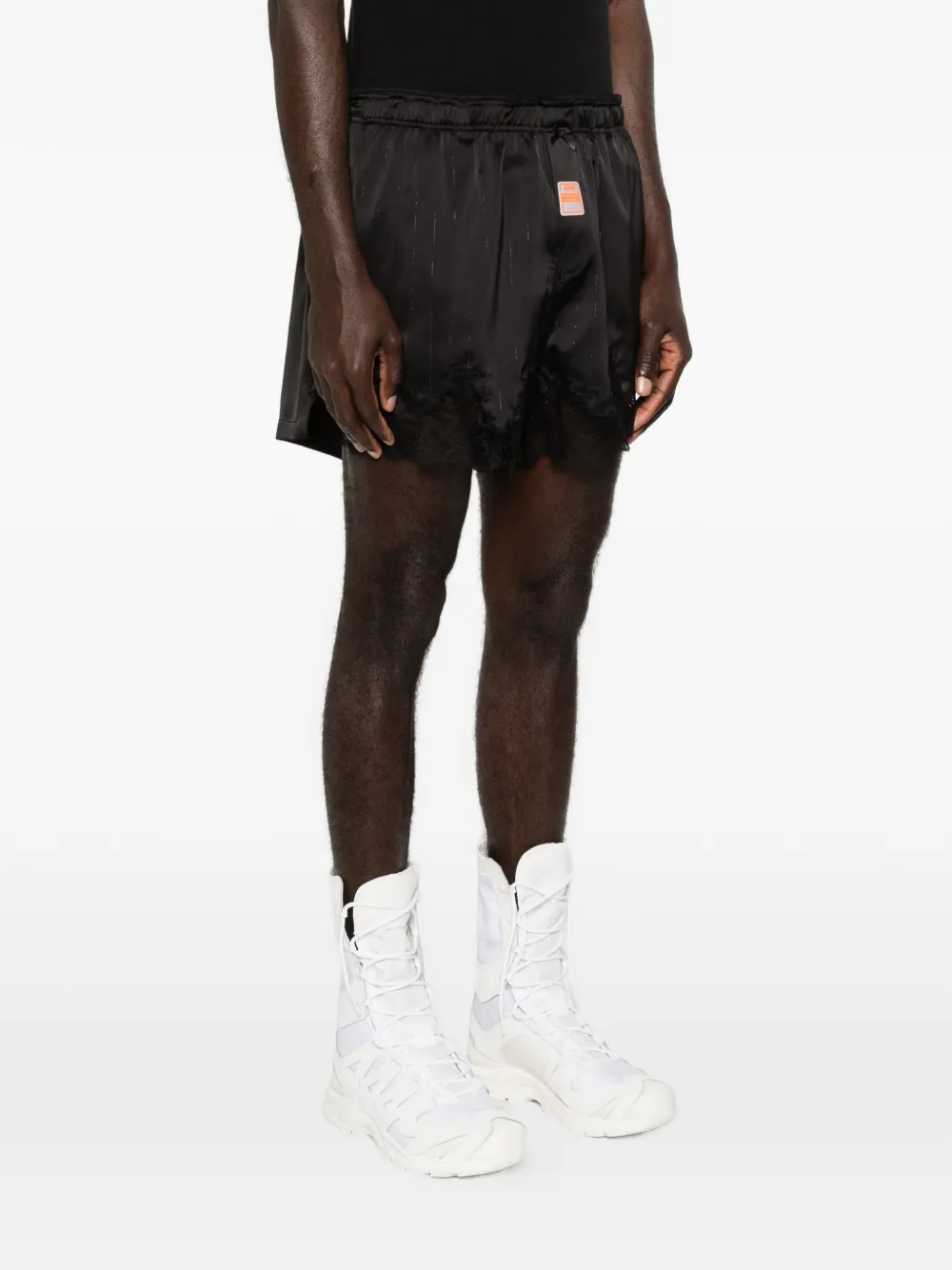 Martine Rose Shorts met afwerking van kant Zwart
