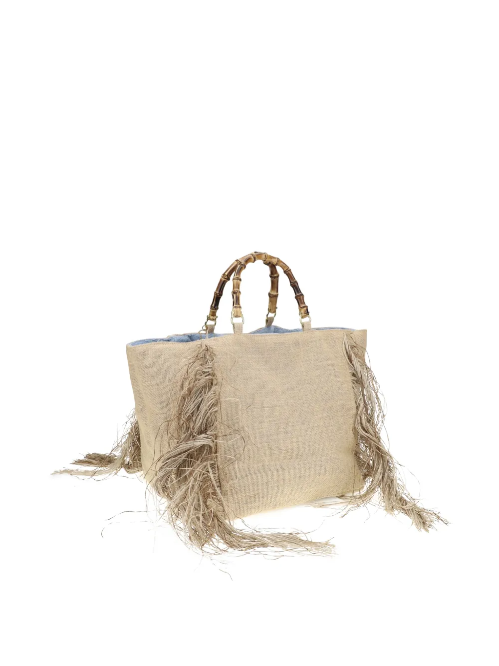 La Milanesa Sharon Fringed-handle Beach Bag In Neutral