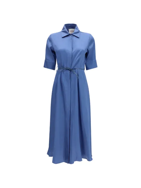 CRIDA Baldo collared tie-detail midi cotton dress