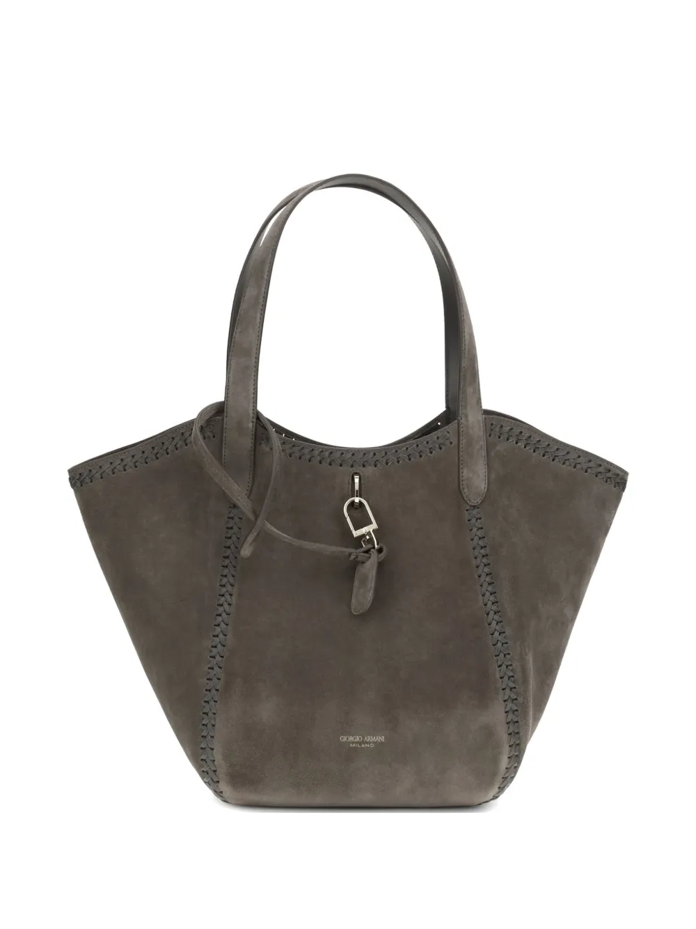 Giorgio Armani medium logo-detail leather hand bag - Grigio