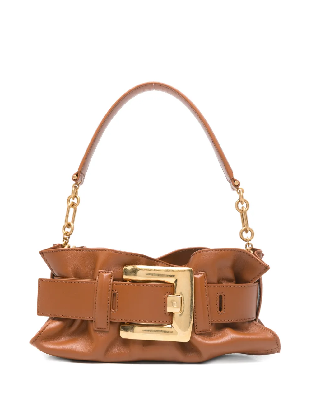 Balmain buckle-chain leather tote bag - Marrone