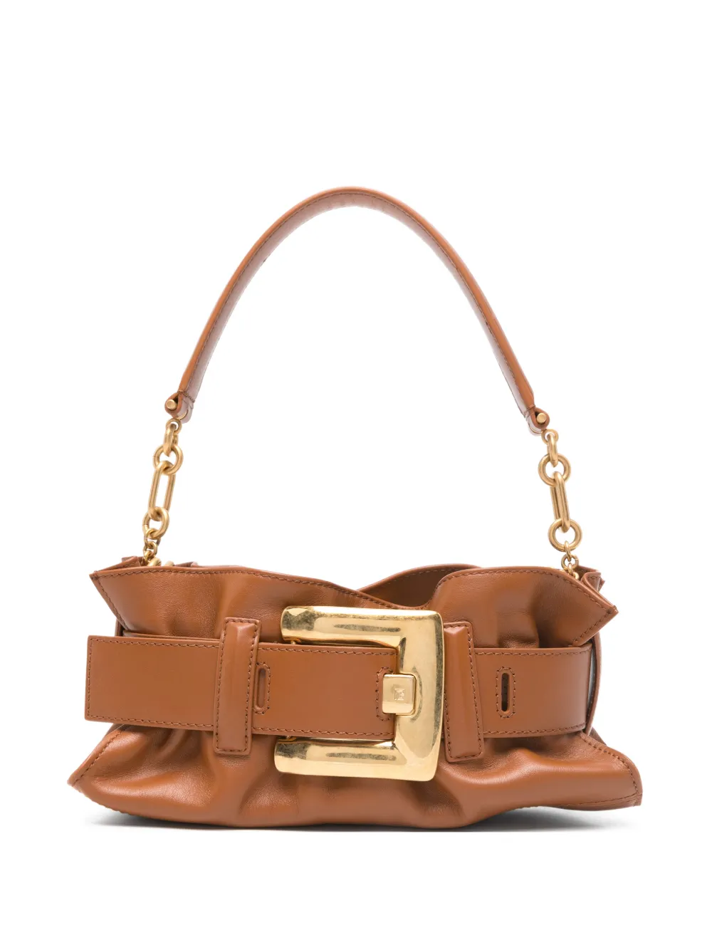 Balmain buckle-chain leather tote bag - Marrone