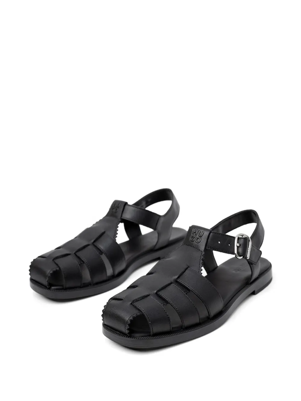 HUGO Liora geweven sandalen met gesp Zwart