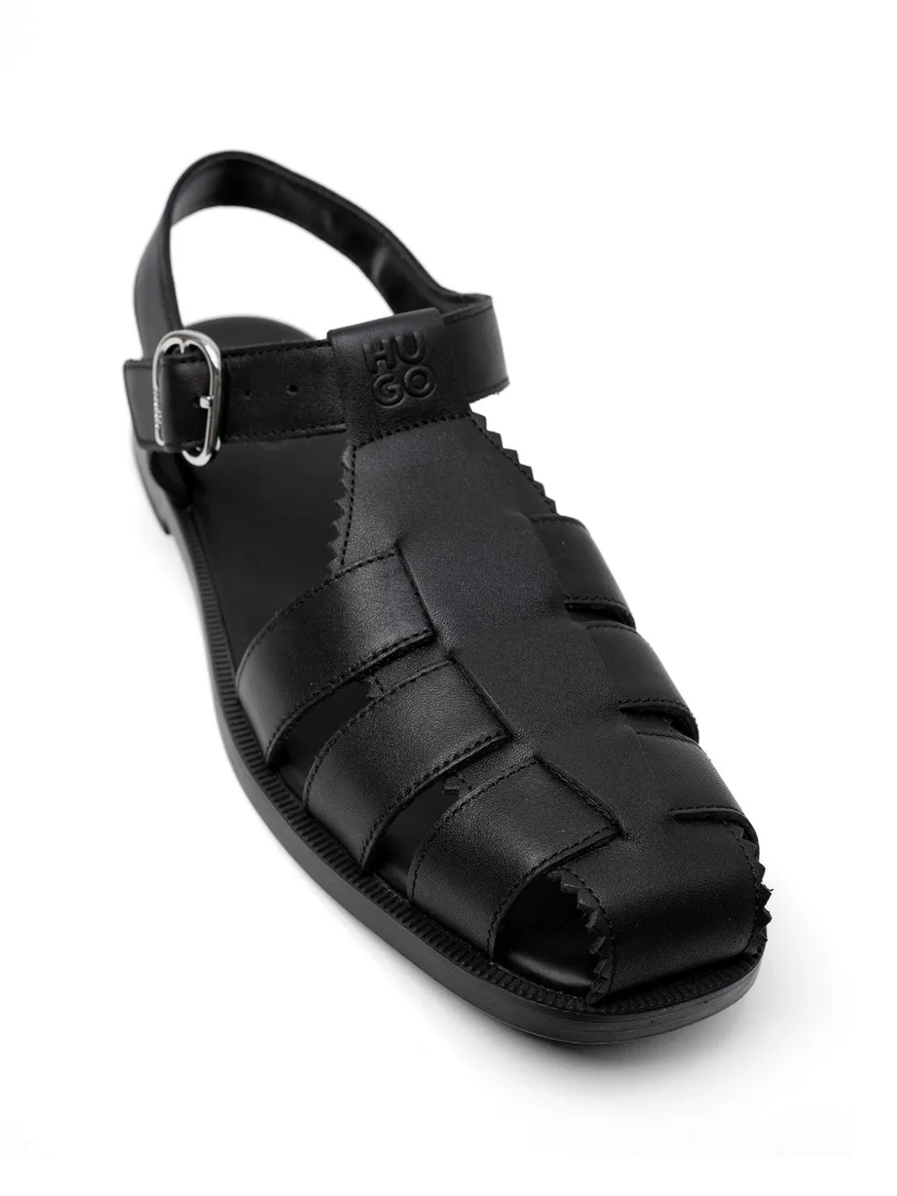 HUGO Liora geweven sandalen met gesp Zwart