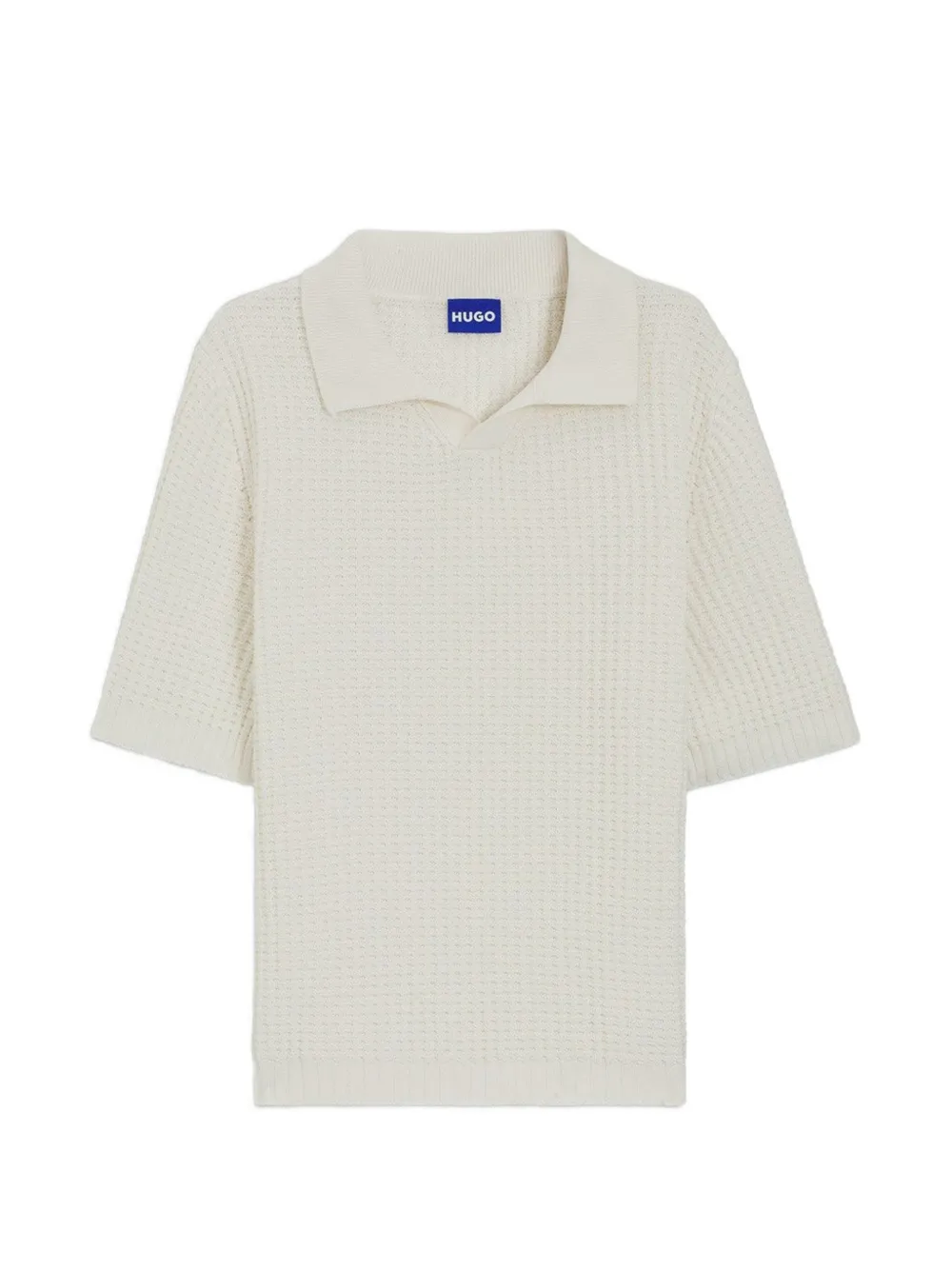 HUGO Spero waffle-texture short-sleeve T-shirt - Toni neutri