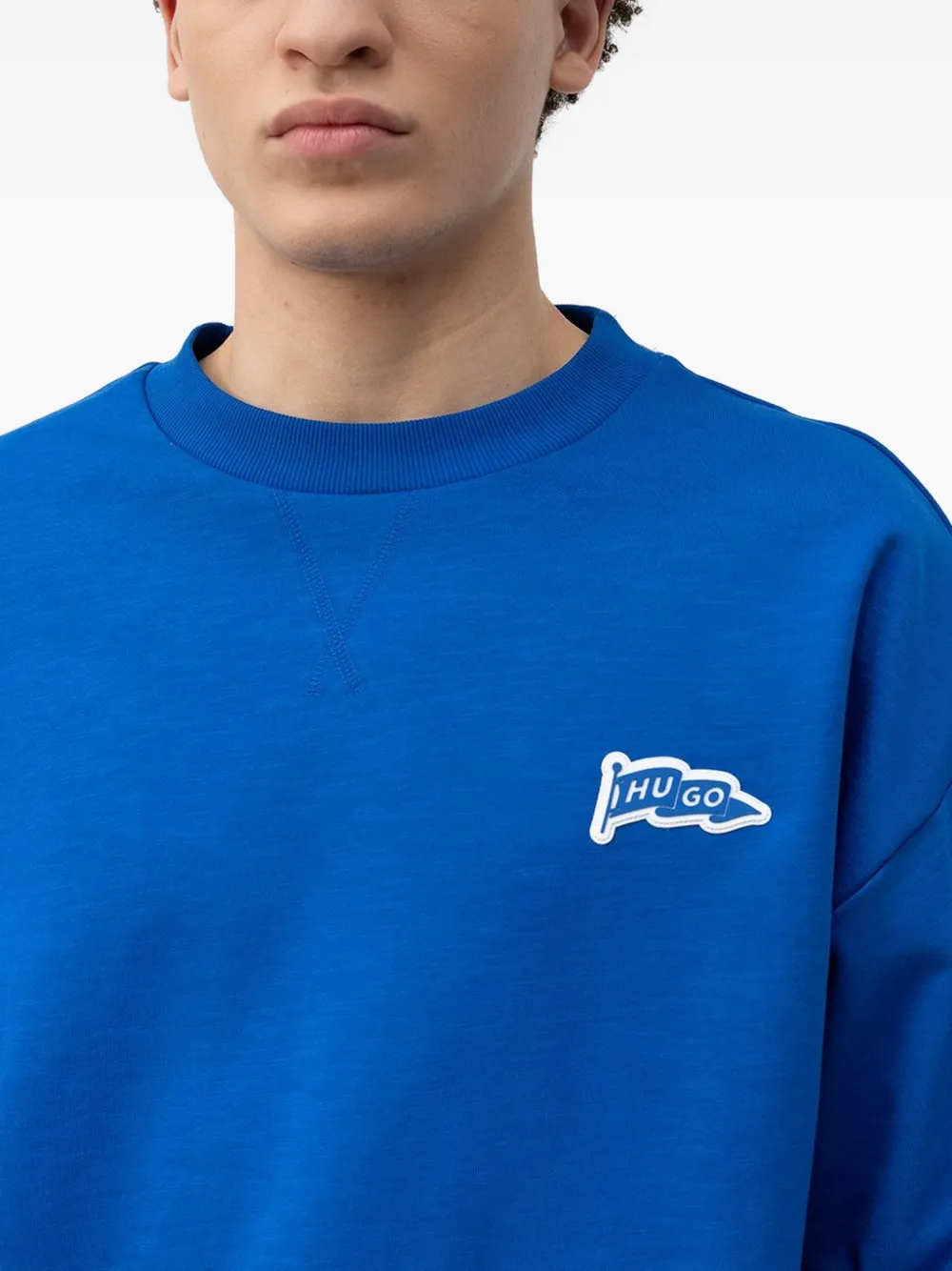 HUGO Sweater met logopatch Blauw