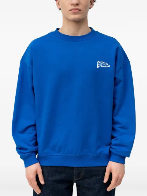 HUGO logo-patch crew-neck sweatshirt