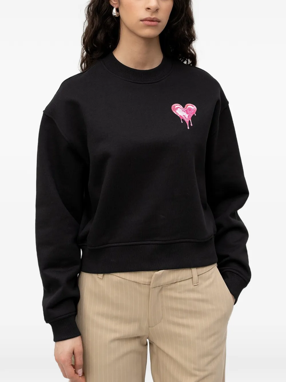HUGO heart motif sweatshirt - Nero