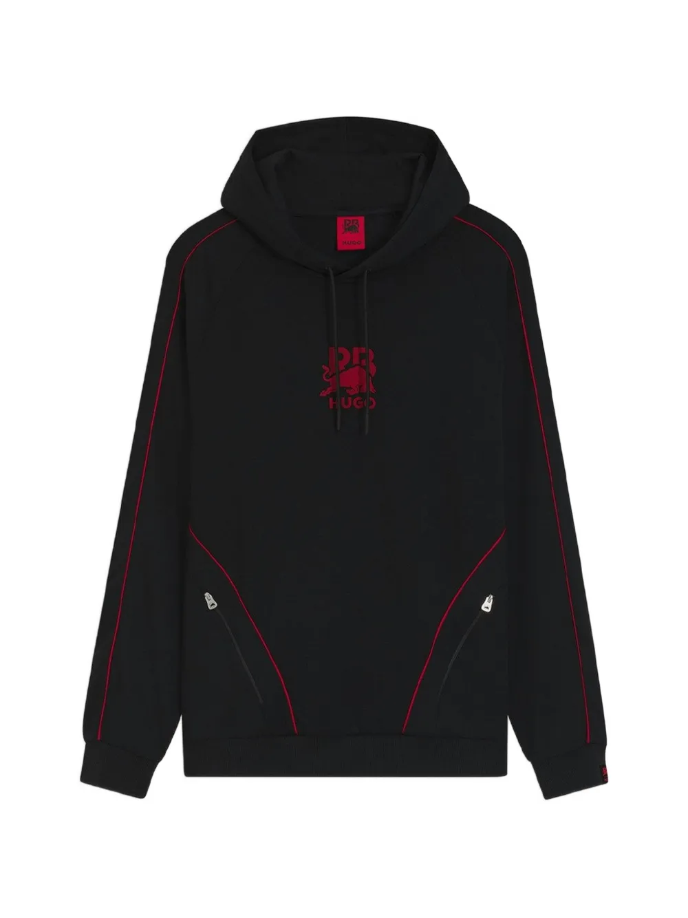 HUGO x RB Dofrentis drawstring piped hoodie - Nero