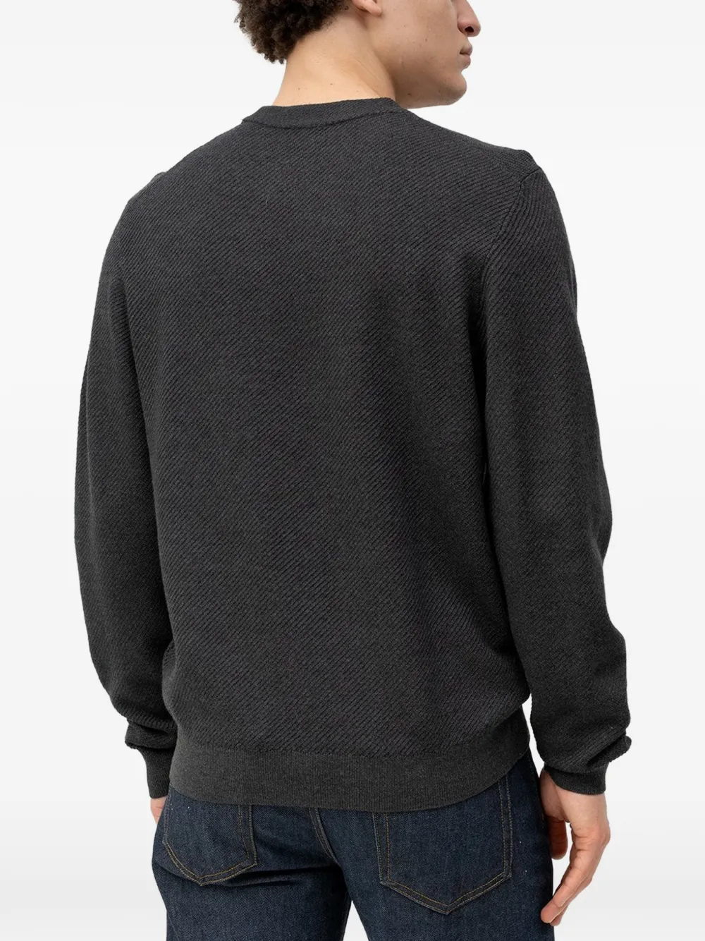  Hugo Setal Textured Logo-patch Jumper - Grey 