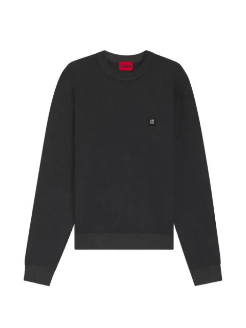 HUGO Setal textured logo-patch jumper
