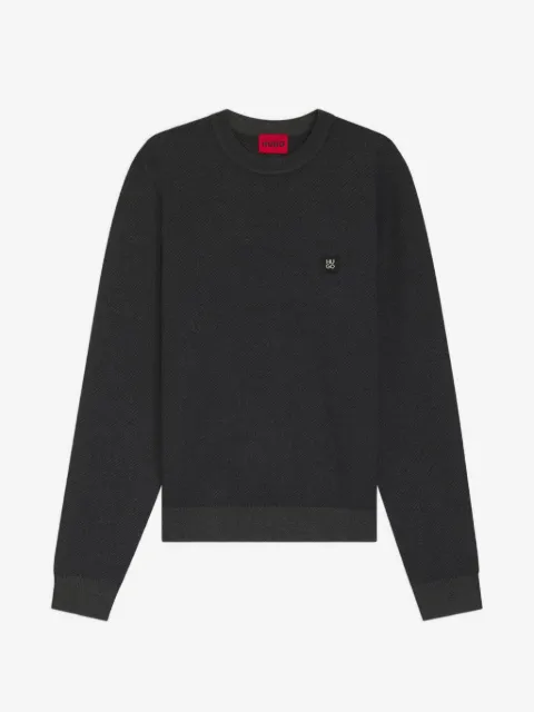 HUGO Setal textured logo-patch jumper