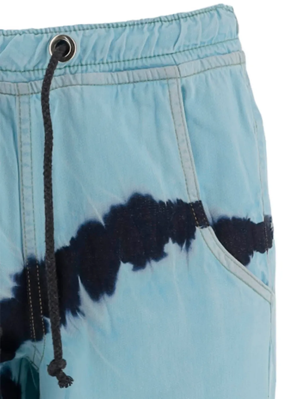  Don't @ Me Drawstring Tie-dye Jeans - Blue 