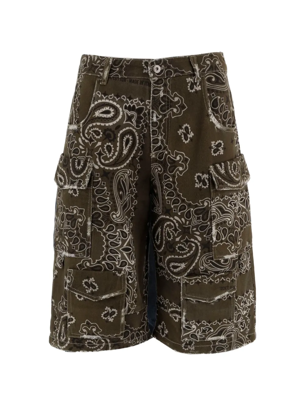 DON'T @ ME bandana-print multi-pocket shorts - Verde