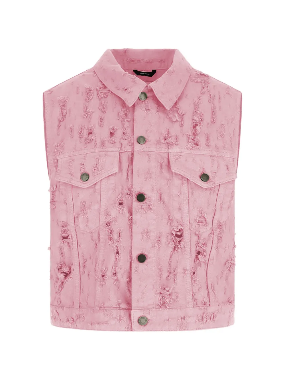 Haikure fringed chest-pocket denim vest - Rosa