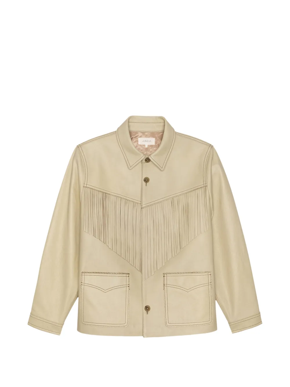 The Great. fringe leather jacket - Nude