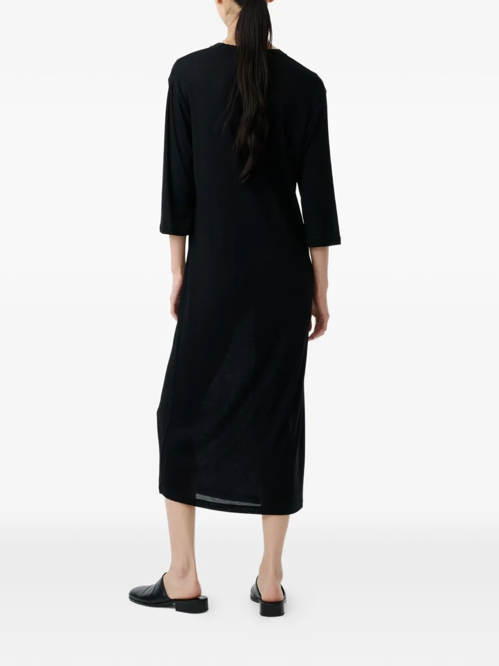 Studio Nicholson Milner midi-jurk met ronde hals Zwart