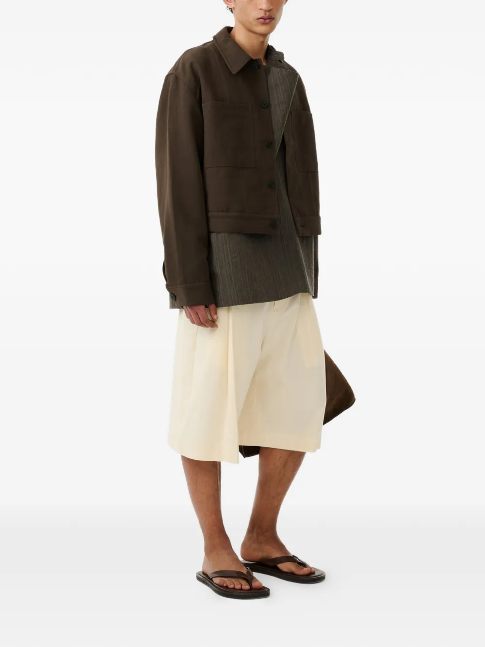  Studio Nicholson Piper Patch Pockets Cropped Jacket - Brown 