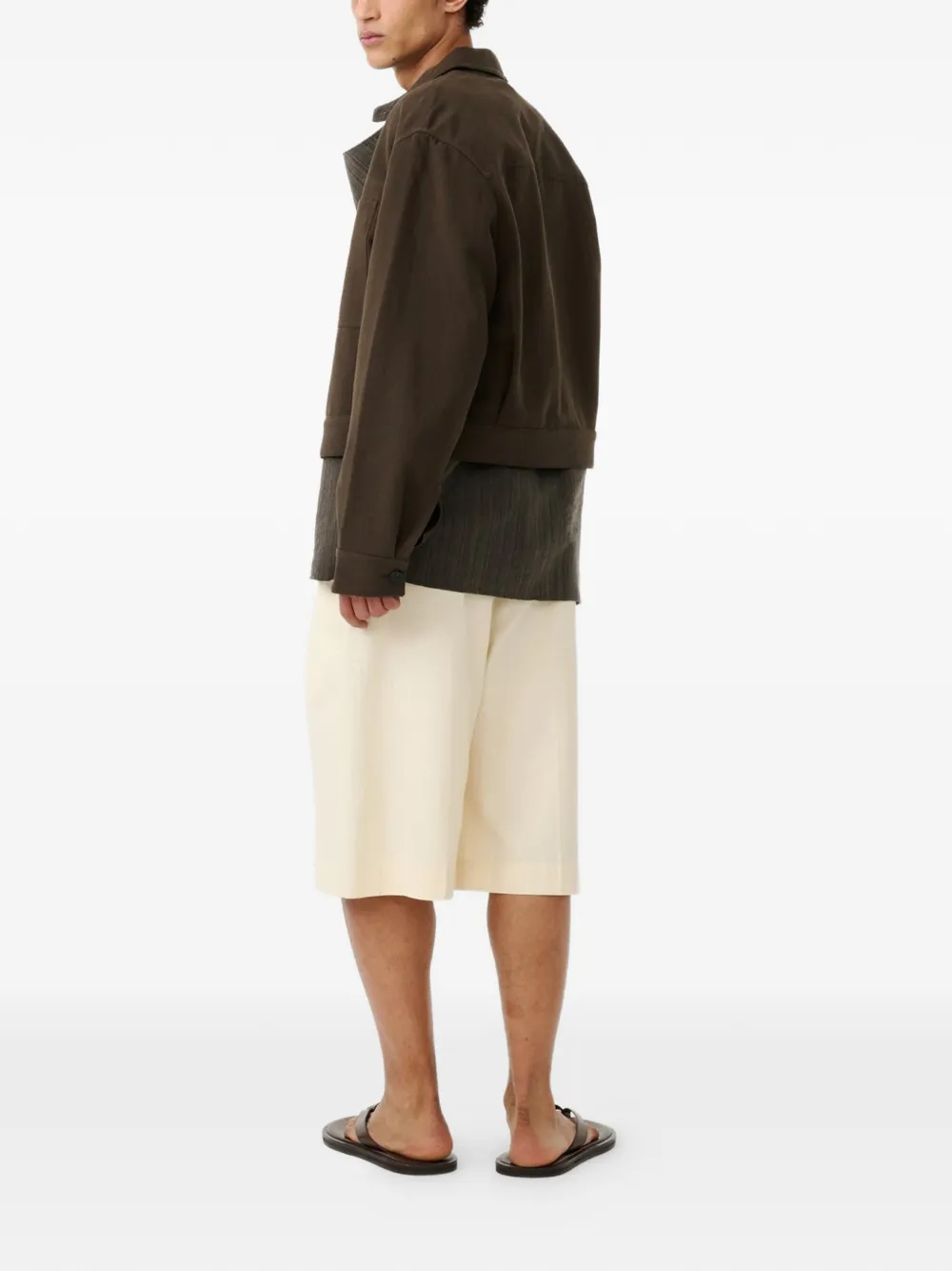 Studio Nicholson Piper cropped jack met opgestikte zakken Bruin